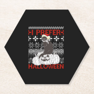 Porta-copo De Papel Eu Prefiro o Halloween Engraçado Natal preto