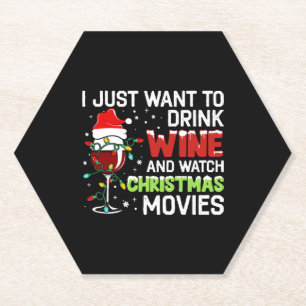 Porta-copo De Papel Eu Só Quero Beber Vinho E Ver O Movi De Natal