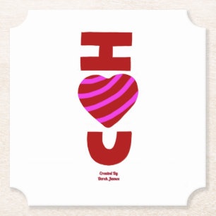 Porta-copo De Papel Eu Te Amo Porta copos De Papel De Bilhete