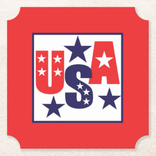 Porta-copo De Papel EUA Vermelho, Branco e Azul com Estrelas