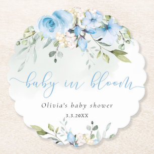 Porta-copo De Papel Eucalyptus blue floral baby em chá de fraldas flor