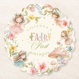Porta-copo De Papel Fada Primeiro Aniversário Colorido Brilhante Flor