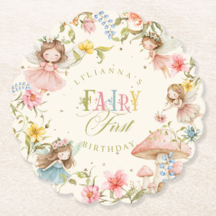 Porta-copo De Papel Fada Primeiro Aniversário Colorido Brilhante Flor