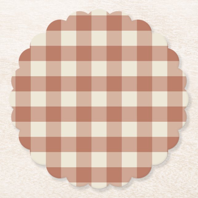 Porta-copo De Papel Fall Amaro na Panna Cotta Gingham - padrão de xadr (Frente)