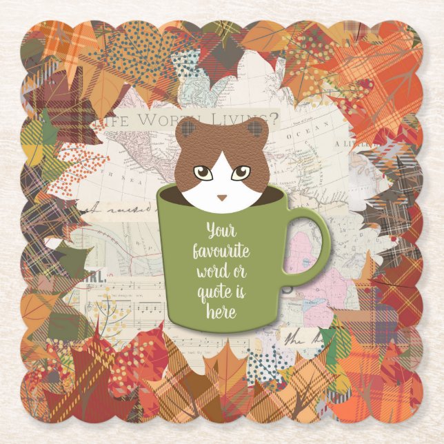 Porta-copo De Papel Fall Break Cat (Frente)