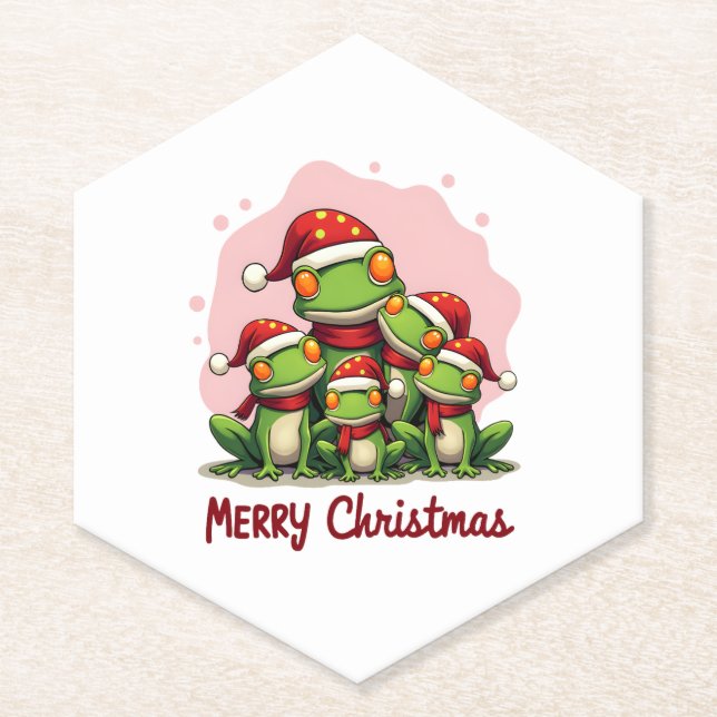 Porta-copo De Papel Family christmas frogs (1) (Frente)