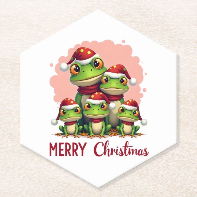 Porta-copo De Papel Family christmas frogs (3) (Frente)