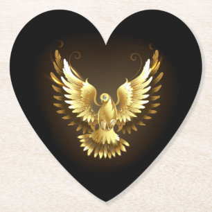 Porta-copo De Papel Faux Gold Foil Peace Dove em Preto