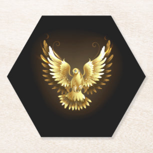 Porta-copo De Papel Faux Gold Foil Peace Dove em Preto