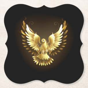 Porta-copo De Papel Faux Gold Foil Peace Dove em Preto