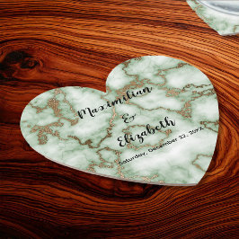 Porta-copo De Papel Faux Green Dourado Marble - Casamento Elegante