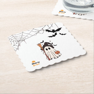Porta-copo De Papel Feiticeira Fantasma do Halloween com vassoura e ab