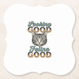 Porta-copo De Papel Felino com Ótima Aparência Design de Gato Vintage_