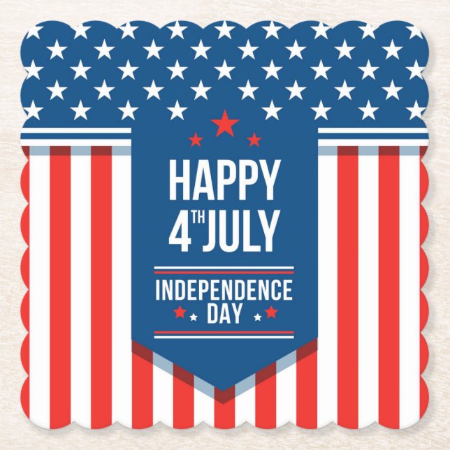 Porta-copo De Papel Feliz 4 de julho Estrelas e Stripes (Frente)