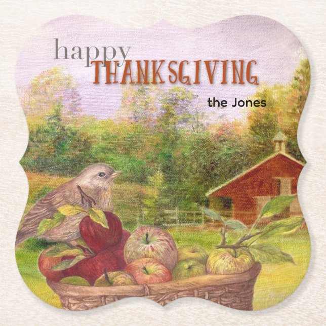 Porta-copo De Papel Feliz Ação de Graças da Apple Harvest (Frente)