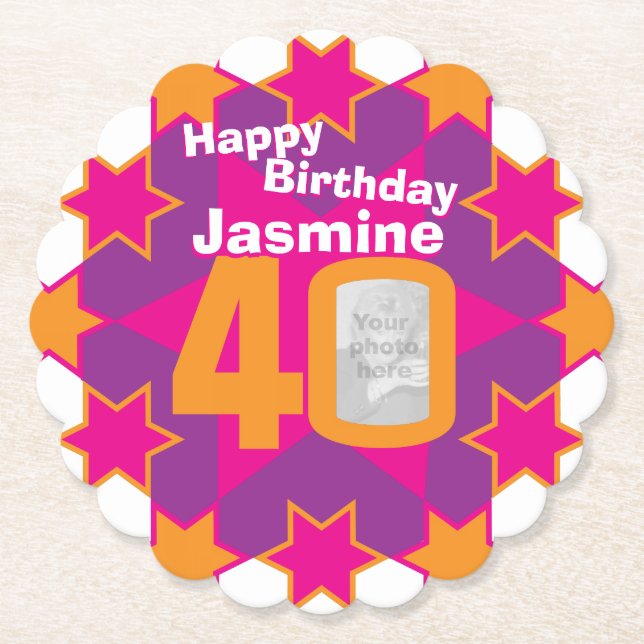 Porta-copo De Papel Feliz aniversário, 40ª portas copos de papel para  (Frente)