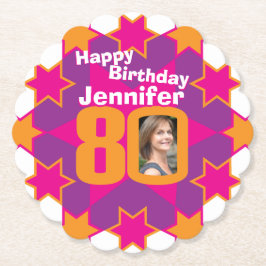 Porta-copo De Papel Feliz aniversário, 80, portas copos de papel fotog