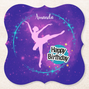 Porta-copo De Papel Feliz Aniversário Ballerina Galaxy Personalizado