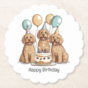 Porta-copo De Papel Feliz Aniversário Cachorros de Goldendoodle