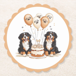 Porta-copo De Papel Feliz Aniversário Cães de Montanha Bernese