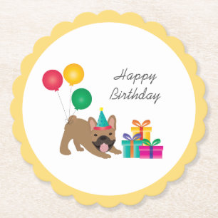 Porta-copo De Papel Feliz Aniversário Francês Bulldog Colorful Classic