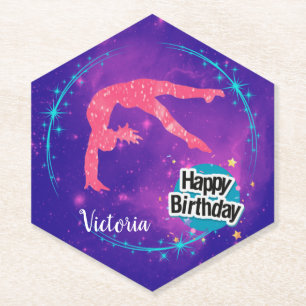 Porta-copo De Papel Feliz Aniversário Galáxia de Ginástica