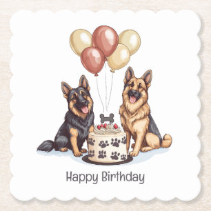 Porta-copo De Papel Feliz aniversário German shepherd Cães Bolo de Ani