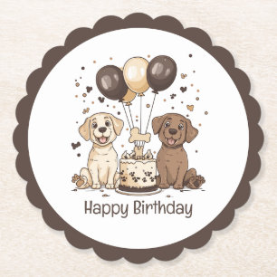Porta-copo De Papel Feliz Aniversário Labrador Cachorros de Retriever