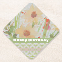 Feliz Aniversário Porta copos Flores