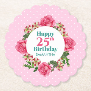 Porta-copo De Papel Feliz Aniversário Rosa Rosa Rosa Vermelha Petunia