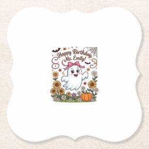 Porta-copo De Papel Feliz Aniversário Sra Emily Dia das Bruxas Fantasm