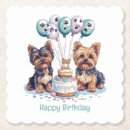 Porta-copo De Papel Feliz aniversário Yorkie Dog