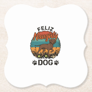 Porta-copo De Papel Feliz Cachorro Malandro Marrom Sol Retro Pegadas