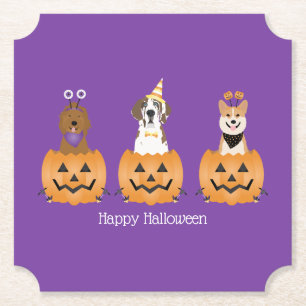 Porta-copo De Papel Feliz Cachorros De Halloween Em Pumpkins