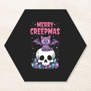 Porta-copo De Papel Feliz Creepmas Gato Pastel Goth Natal Caveira T-S