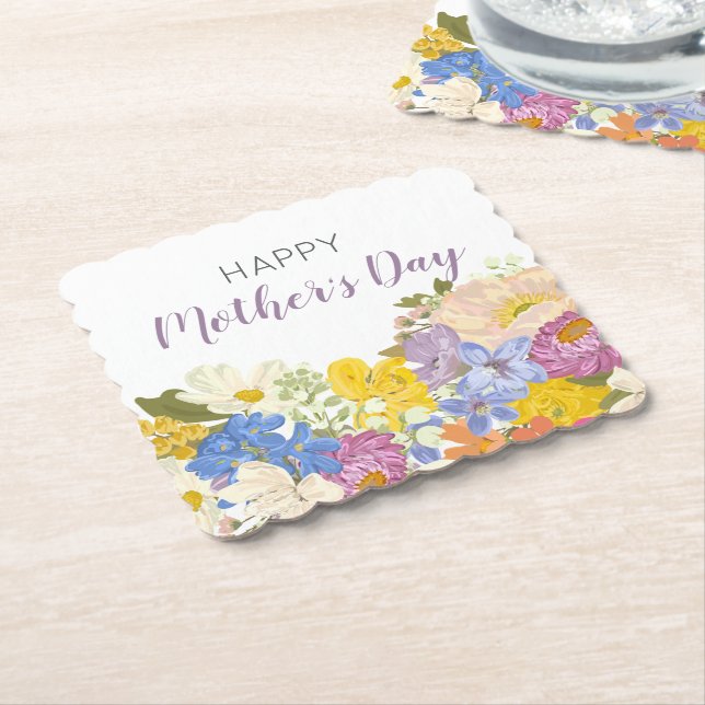 Porta-copo De Papel Feliz Dia das Mães Flora em Flor  (Angular)