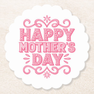 Porta-copo De Papel Feliz Dia das Mães Rosa Vintage