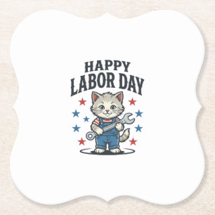 Porta-copo De Papel Feliz Dia do Trabalhador Gato Patriota Desenho Vin