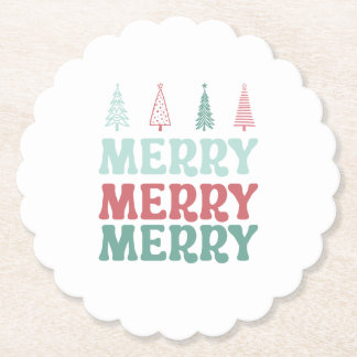 Porta-copo De Papel Feliz Feliz Feliz com Árvores de Natal Pastel Boho
