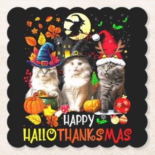 Porta-copo De Papel Feliz HalloObrigadoMas Cats