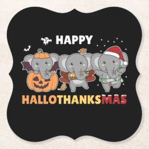 Porta-copo De Papel Feliz Hallothanksmas Elefante de Natal P