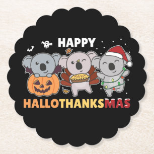 Porta-copo De Papel Feliz Hallothanksmas Koalas Natal Papel Koala