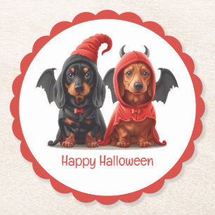 Porta-copo De Papel Feliz Halloween Dachshund Dogs Devil Bat