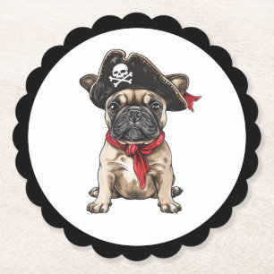 Porta-copo De Papel Feliz Halloween Pirate Buldogue Francês