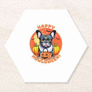 Porta-copo De Papel Feliz Howloween French Bulldog frenchem dog Hallow