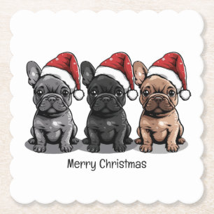 Porta-copo De Papel Feliz Natal - Cachorro de Papais noeis de Buldogue