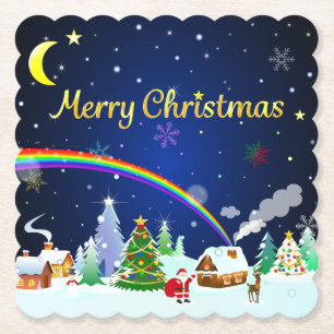 Porta-copo De Papel Feliz Natal com lua crescente