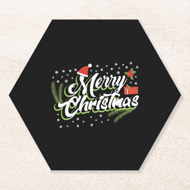 Porta-copo De Papel Feliz Natal - design de Natal (Frente)