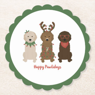 Porta-copo De Papel Feliz Natal dos Pawlidays Goldendoodododle