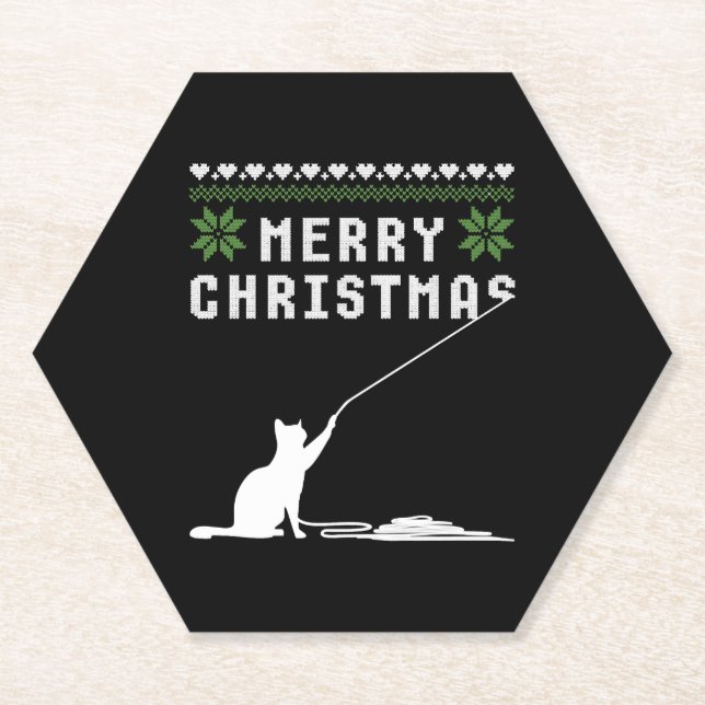 Porta-copo De Papel Feliz Natal Gato Feio (Frente)